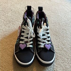 Pokemon High-Top Sneakers with Heart Charm - Black and Purple Size 7